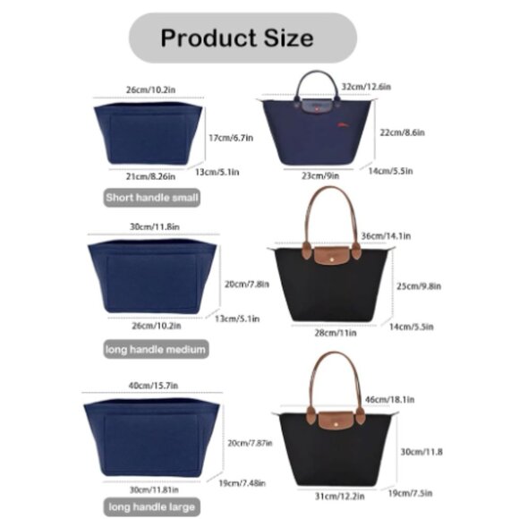 Womens Purse Organizer Insert, Bag Organizer for Le Pliage, Handbags Size Large - Picture 4 of 8